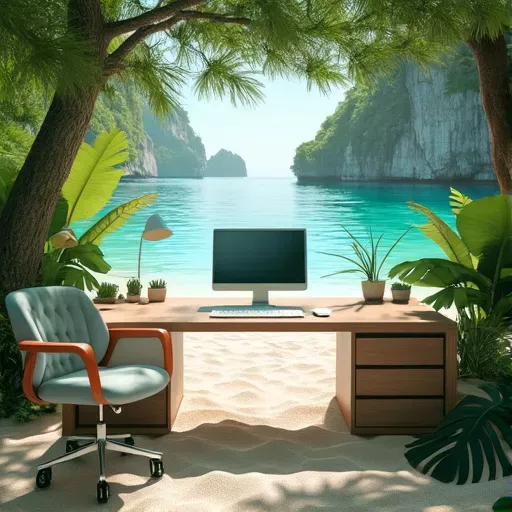 Virtual workspace in a natural setting.